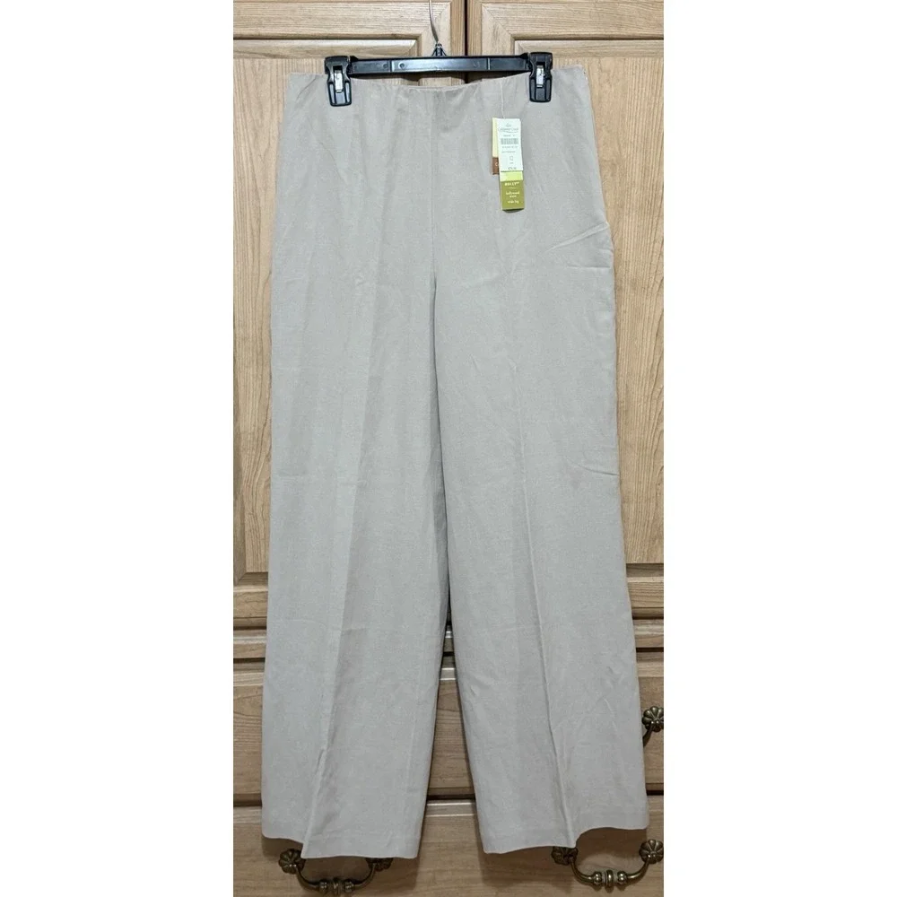 NWT Coldwater Creek Silk & Linen Wide Leg Pants Women's 12 Holly Fit Side Zip